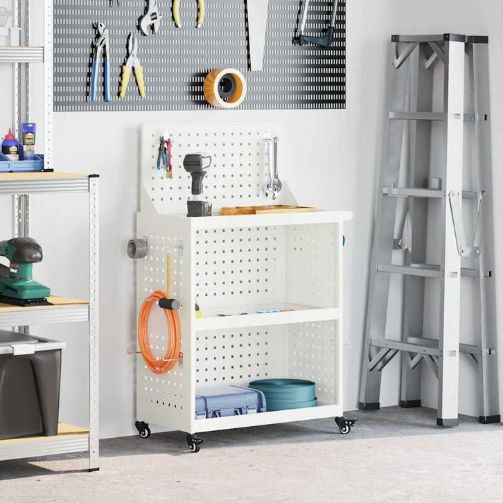 vidaXL Gereedschapswagen Wit 65 x 35 x 111 cm Koudgewalst, Bricolage & Construction, Boîtes à outils, Envoi