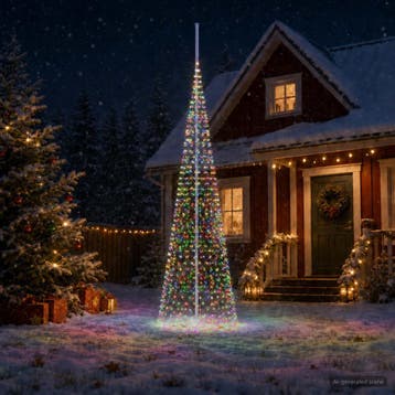 vidaXL Kerstboomverlichting met grondspies en vlaggenmast, Verzenden, Nieuw