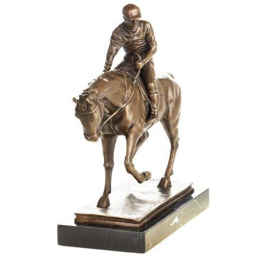 Figuur - Bronzefigur Pferd mit Reiter - Brons, Marmer