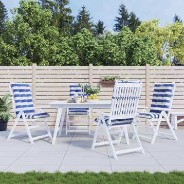 vidaXL Buitenkussen 4 st Stof Blauw en Wit 120 x 50 x 7 cm, Verzenden