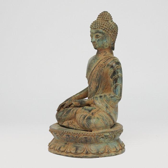 Statue, No Reserve Price - Patinated Buddha Statue,, Antiquités & Art, Art | Objets design