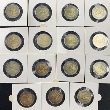 Monaco. 2 Euro 2001/2023 (15 coins) (Zonder minimumprijs)