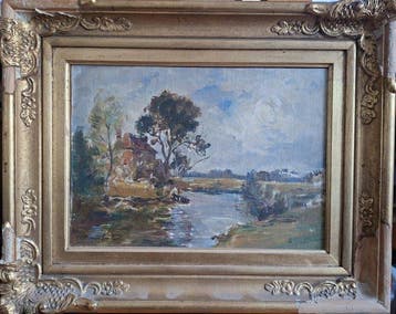 James Herbert Snell (1861–1935) - A river with a cottage