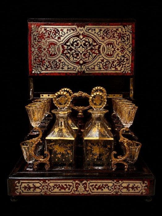 Armoire à liqueurs - Bois, Marqueterie Boulle, ébène, bois, Antiquités & Art, Antiquités | Autres Antiquités