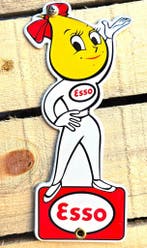 emaille bord esso dame, Collections, Marques & Objets publicitaires, Verzenden