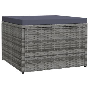 vidaXL Tuinvoetenbank met kussen poly rattan grijs, Huis en Inrichting, Zetels | Voetbanken en poefs, Verzenden, Nieuw