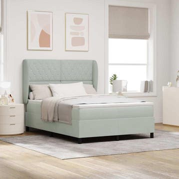 vidaXL Boxspring bed met hoofdeinde Lichtgrijs 200 x 140 cm, Verzenden, Nieuw