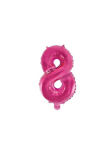 Folie Ballon Cijfer 8 Roze 41cm met Rietje, Verzenden