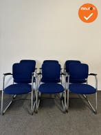 Set van 6 - Ahrend 4230 / 262 - Blauwe stoffering - Chroom f, Vergader- of Presentatieruimte, Ophalen of Verzenden, Gebruikt, Stoel