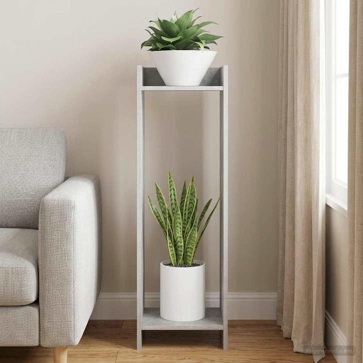 vidaXL Plantenstand Beton Grijs 30 x 30 x 100 cm, Tuin en Terras, Bloembakken en Plantenbakken, Nieuw, Verzenden