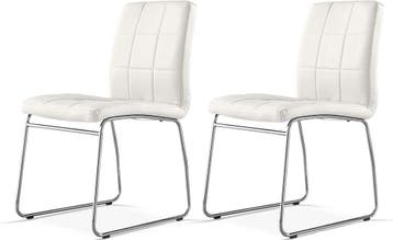 Eetkamerstoelen - Set van 2 - Kunstleer - Wit - SICOTAS, Verzenden, Nieuw