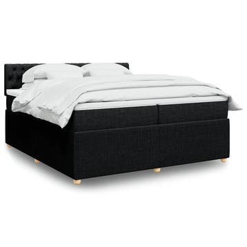 vidaXL Boxspring met matras stof zwart 200x200 cm, Verzenden, Nieuw