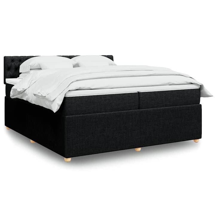 vidaXL Boxspring met matras stof zwart 200x200 cm, Huis en Inrichting, Slaapkamer | Bedden, Nieuw, Verzenden