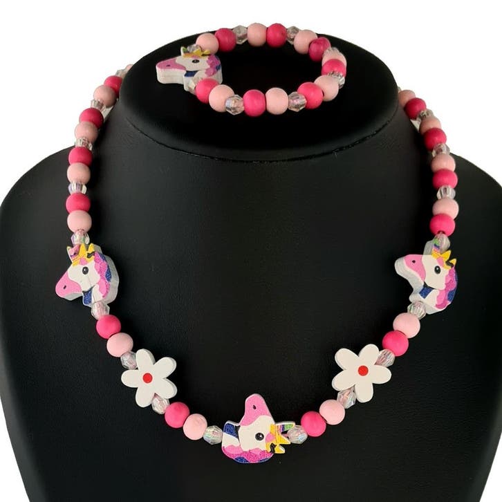 Fako Bijoux - Kinderketting en Armband - Hout - Eenhoorn &, Bijoux, Sacs & Beauté, Colliers, Envoi