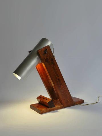 Lampe de table - Aluminium, Bois