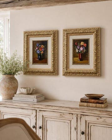 Spanish School (XX) - 2 Floral Still Life Paintings
