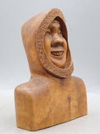 Carved wooden bust - Jokum Sikemsen (1906-1975) - sculptuur