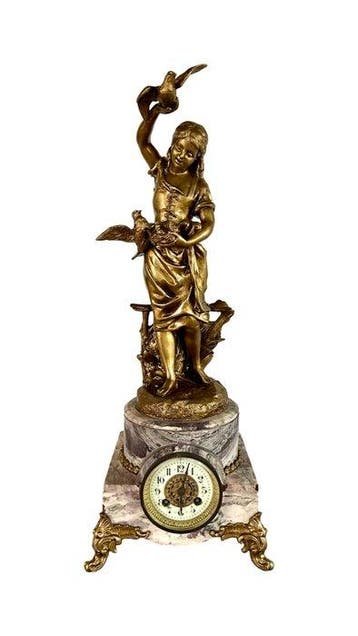 Figurale pendule - emile laporte - Marmer, Zinklegering,