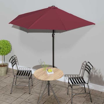 vidaXL Balkonparasol half aluminium paal 270x144x222 cm, Verzenden, Nieuw
