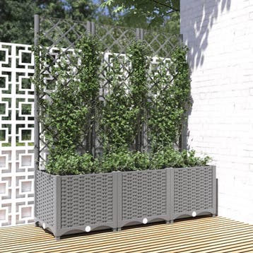 vidaXL Plantenbak met latwerk 120x40x136 cm polypropeen, Verzenden, Nieuw