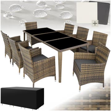 Aluminium wicker zitgroep Menorca 8+1 met beschermhoes, Tuin en Terras, Verzenden, Nieuw