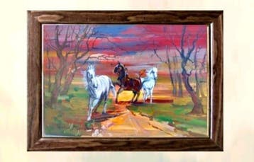 Romano Mussolini (1927-2006) - Paesaggio con cavalli