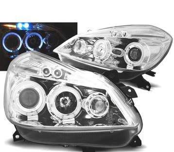 PHARES POUR RENAULT CLIO 3 05-09 ANGEL EYES CHROMÉ, Verzenden
