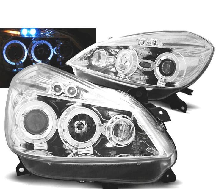 PHARES POUR RENAULT CLIO 3 05-09 ANGEL EYES CHROMÉ, Autos : Pièces & Accessoires, Éclairage, Envoi