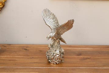Beeldje, Aquila ali spiegate su roccia - 27 cm - Zilver,