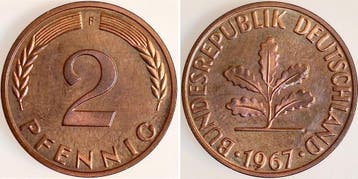 Duitsland 2 Pfennig 1967 Fpp Proof, Auflage: Brons, Verzenden, België
