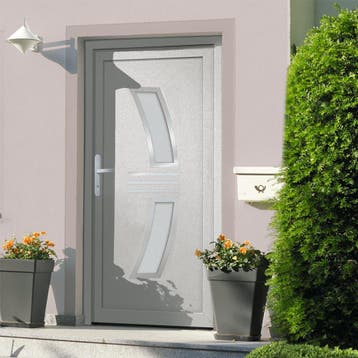 vidaXL Voordeur 98x200 cm PVC wit, Verzenden, Nieuw