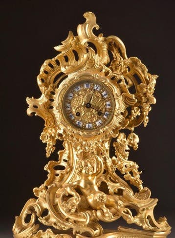 Horloge de table - Monumentale Franse vuurvergulde bronzen