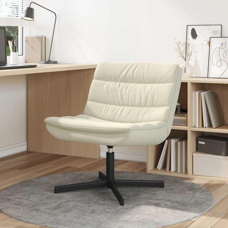 vidaXL Draaistoel Crème 63 x 75 x 76 cm Kunstleer, Huis en Inrichting, Stoelen, Nieuw, Verzenden