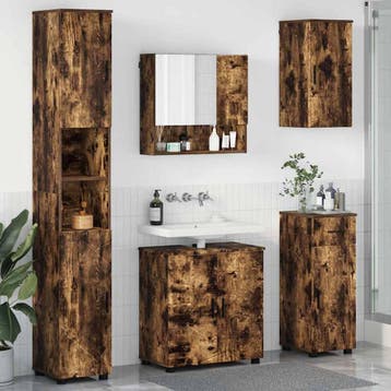 vidaXL Badkamermeubel Set 5 st Rook Eiken 61 x 35 x 64 cm, Verzenden, Nieuw