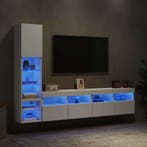 vidaXL 4-delige Tv-wandmeubelset met LED-verlichting bewerkt, Huis en Inrichting, Kasten |Televisiemeubels, Verzenden, Nieuw