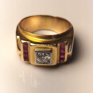 Bague - 18 carats Or jaune Diamant (Naturelle) - Rubis -, Bijoux, Sacs & Beauté