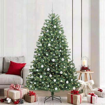 vidaXL Kunstmatige Hinged Kerstboom Groen 210 cm PVC en, Diversen, Kerst, Verzenden, Nieuw