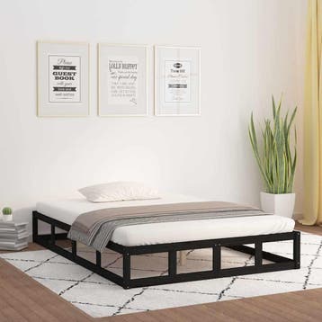 vidaXL Bedframe massief hout zwart 160x200 cm, Verzenden, Nieuw