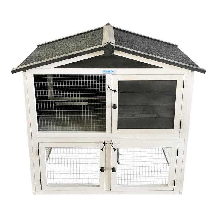 Lendo Online Konijnenhok 94x46x96 cm Grijs Hout, Dieren en Toebehoren, Knaagdieren en Konijnen | Hokken en Kooien, Nieuw, Verzenden