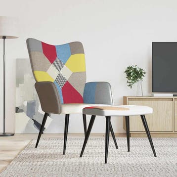 vidaXL Relaxstoel met voetenbank patchwork stof, Verzenden