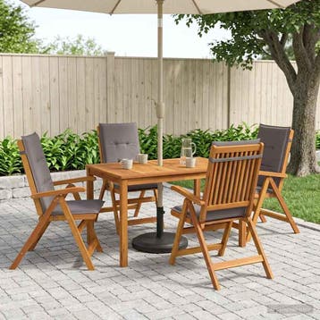 vidaXL 5-Piece Garden Dining Set Naturel Massief Acacia Hout, Verzenden, Nieuw
