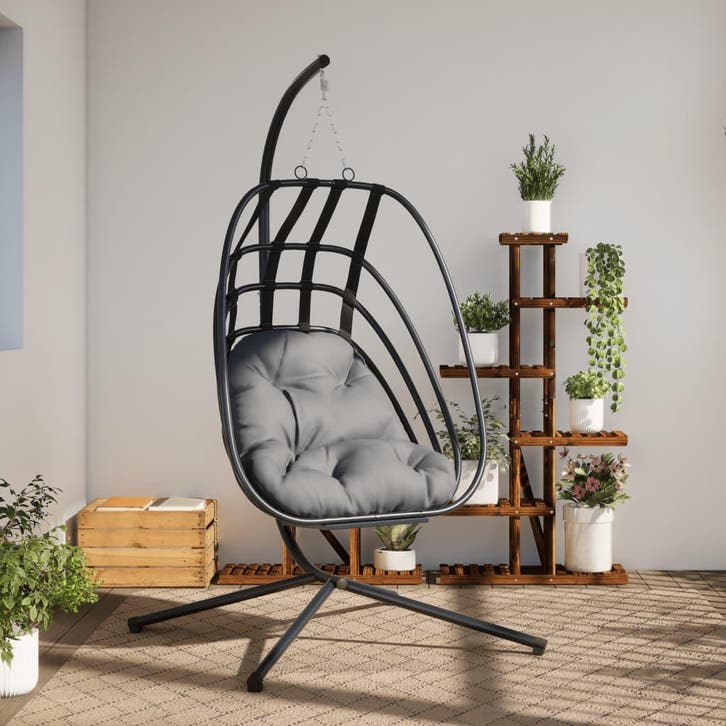 vidaXL Hangende Egg Chair met standaard antraciet staal, Jardin & Terrasse, Jardin & Terrasse Autre, Envoi