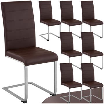 Sledestoelen, kunstleer - bruin, Set van 8, Verzenden, Nieuw