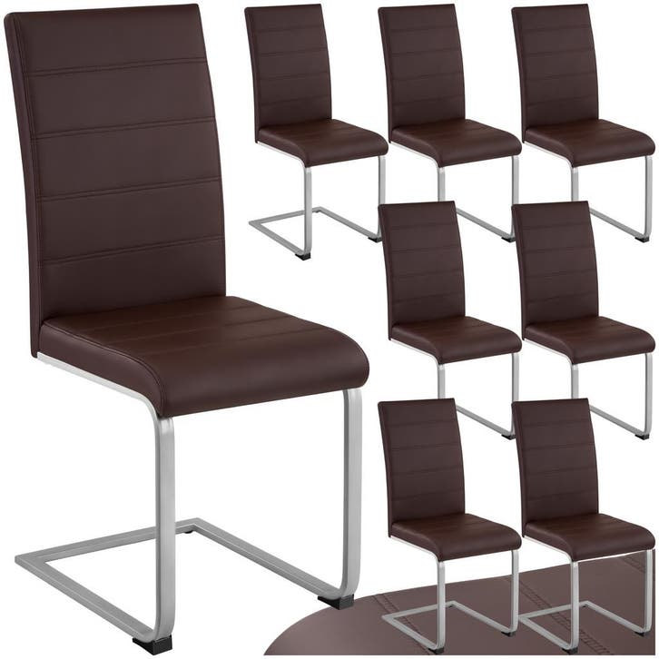 Sledestoelen, kunstleer - bruin, Set van 8, Maison & Meubles, Chaises, Envoi