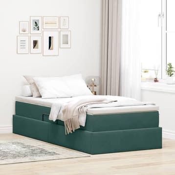 vidaXL Opbergbed met matras met matras Donkergroen 90 x 190, Verzenden, Nieuw