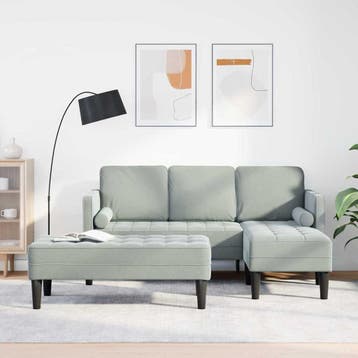 vidaXL bank / zetelstel 2 st Lichtgrijs Polyester, Verzenden, Nieuw