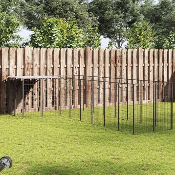 vidaXL Hondenkennel 6,05 m² staal zwart, Verzenden