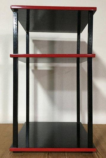 Vintage Japanese Lacquered Wood Display Shelf - Red and