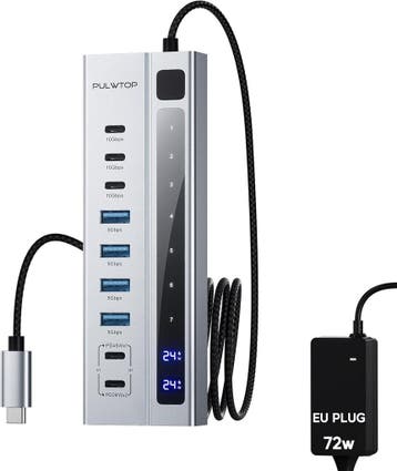 USB-C Hub 9-in-1 data/lader | Retour deal | Sla je slag!, Computers en Software, Dockingstations, Telefoon, Verzenden, PULWTOP