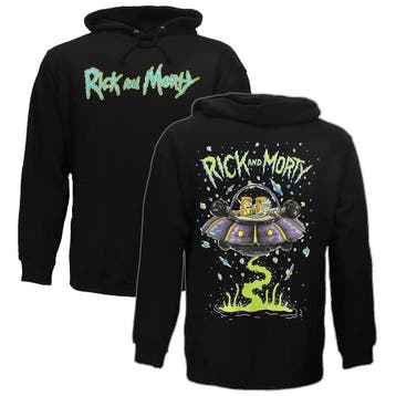 Rick and Morty Sweater Spacecruiser Pullover Hoodie Zwart -, Nieuw